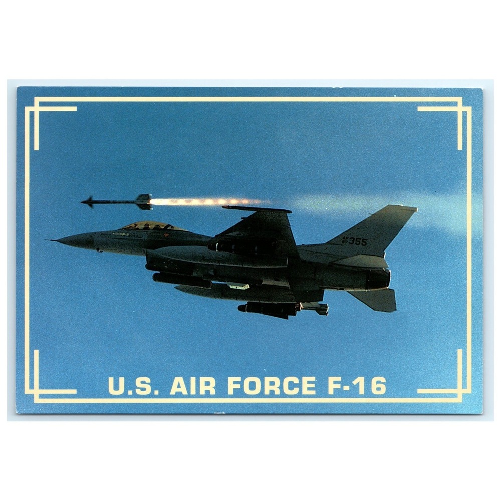 Postcard US Air Force F-16 Fighter Jet Flight Missile Launch Military